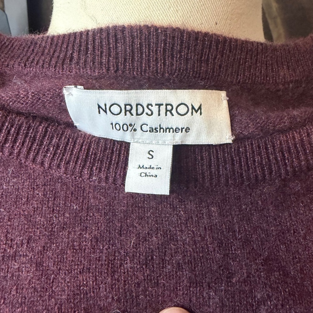Nordstrom Crewneck Sweater S Burgundy Cashmere Knit Classic